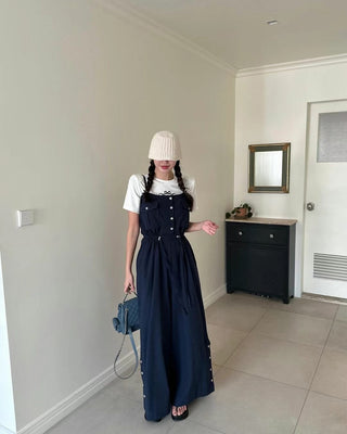 Suspender wide pants