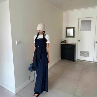 Suspender wide pants