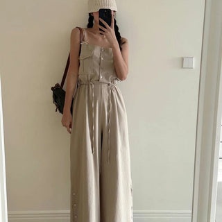 Suspender wide pants