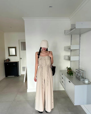 Suspender wide pants
