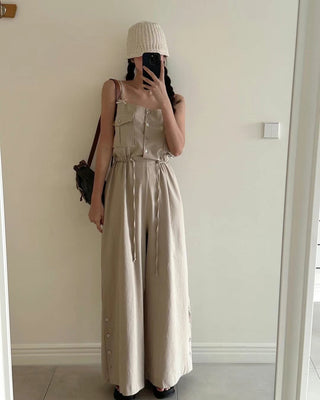 Suspender wide pants