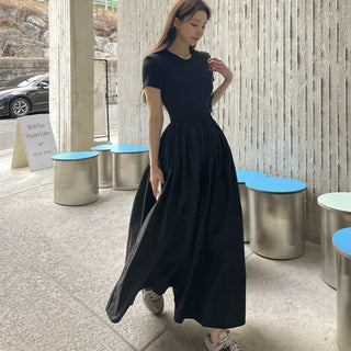 Black patchwork dress