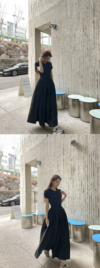 Black patchwork dress