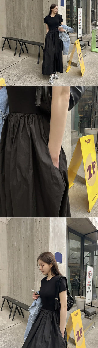 Black patchwork dress