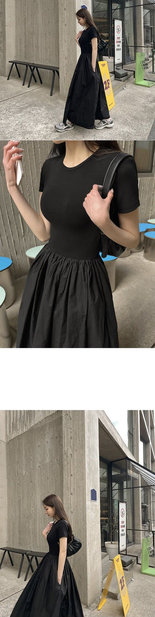 Black patchwork dress