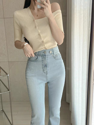 Off-shoulder knit top