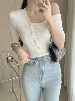 Off-shoulder knit top