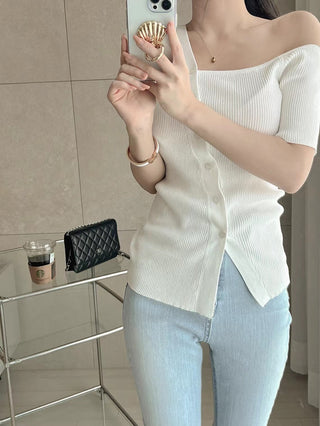 Off-shoulder knit top