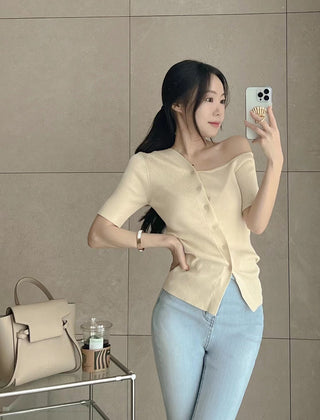 Off-shoulder knit top