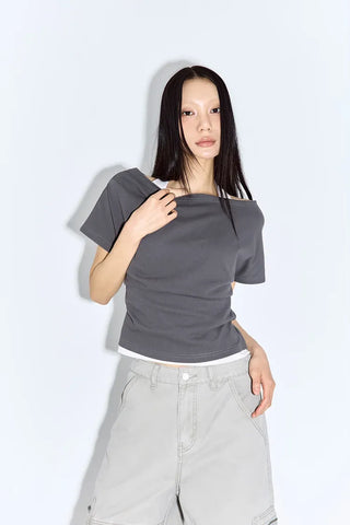 Mond Two-Tone Halter Short Sleeve T-Shirt