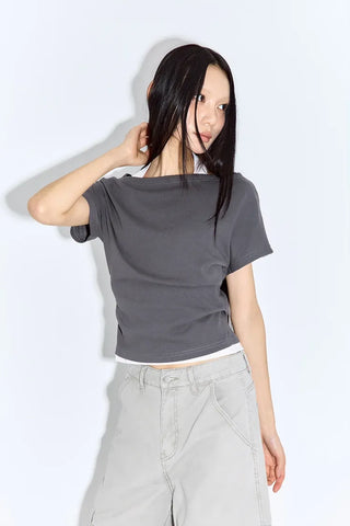 Mond Two-Tone Halter Short Sleeve T-Shirt