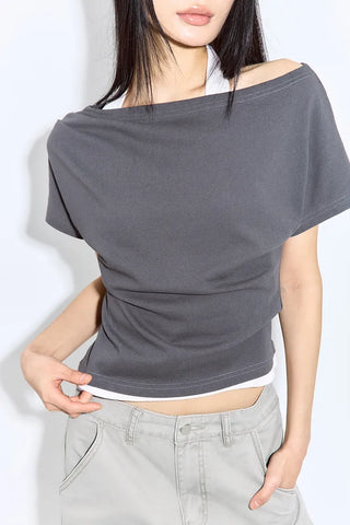 Mond Two-Tone Halter Short Sleeve T-Shirt