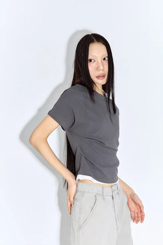 Mond Two-Tone Halter Short Sleeve T-Shirt