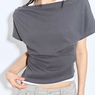 Mond Two-Tone Halter Short Sleeve T-Shirt