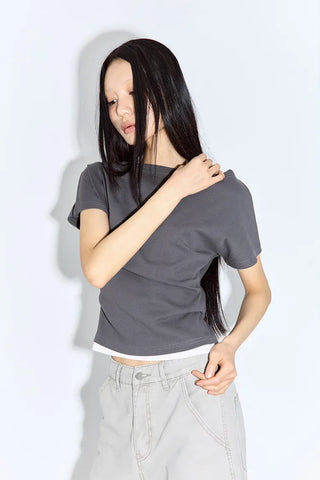 Mond Two-Tone Halter Short Sleeve T-Shirt