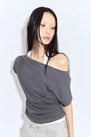 Mond Two-Tone Halter Short Sleeve T-Shirt