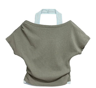 Mond Two-Tone Halter Short Sleeve T-Shirt