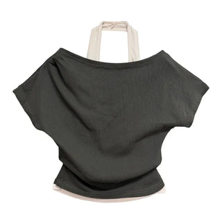 Mond Two-Tone Halter Short Sleeve T-Shirt