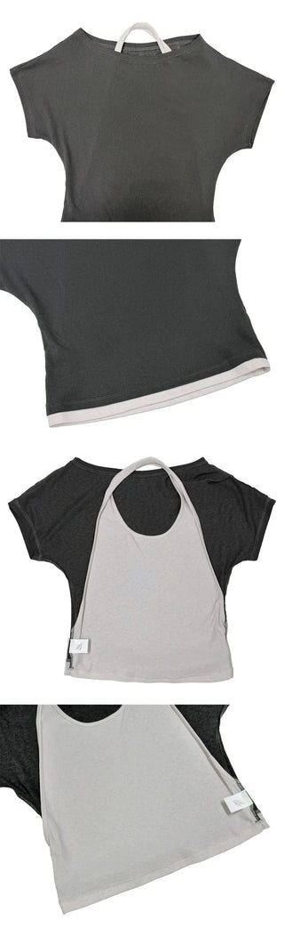 Mond Two-Tone Halter Short Sleeve T-Shirt