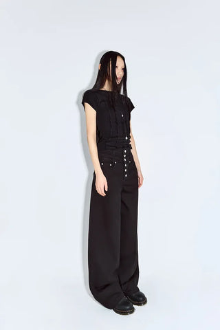 Layered Button Wide Pants