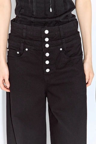 Layered Button Wide Pants