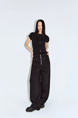 Layered Button Wide Pants