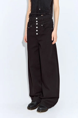 Layered Button Wide Pants