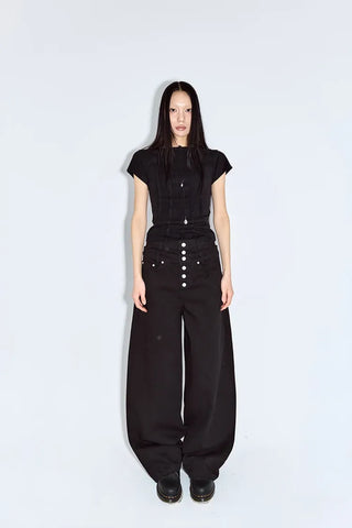 Layered Button Wide Pants