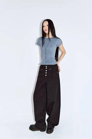 Layered Button Wide Pants