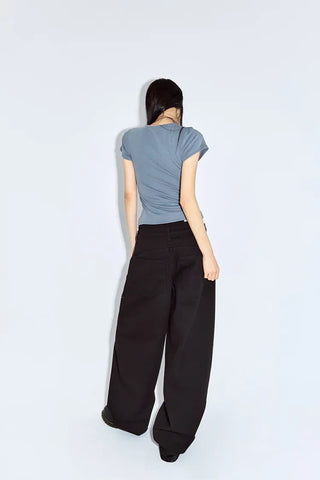Layered Button Wide Pants