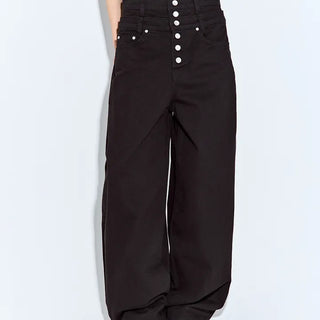 Layered Button Wide Pants