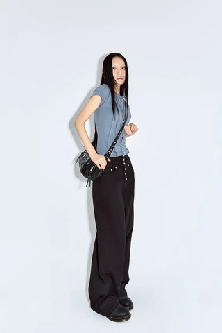 Layered Button Wide Pants