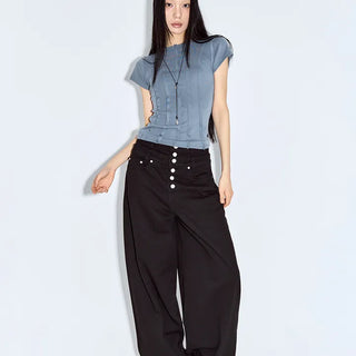 Layered Button Wide Pants
