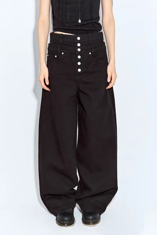 Layered Button Wide Pants