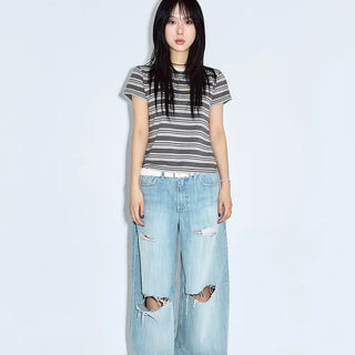 Leaf Stripe Short Sleeve T-shirt