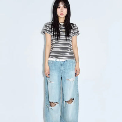 Leaf Stripe Short Sleeve T-shirt