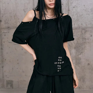 Cross-punched half tee