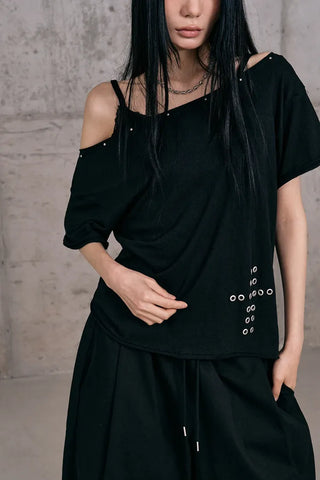 Cross-punched half tee
