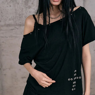 Cross-punched half tee