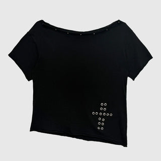 Cross-punched half tee