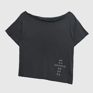 Cross-punched half tee