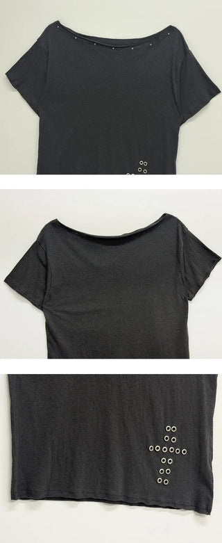 Cross-punched half tee