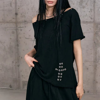 Cross-punched half tee
