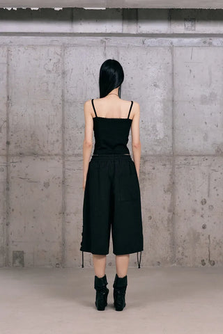 Lace-up Cotton Bermuda Pants