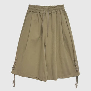 Lace-up Cotton Bermuda Pants