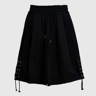 Lace-up Cotton Bermuda Pants
