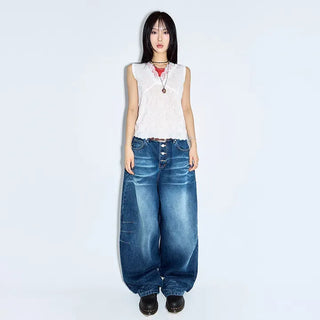 Button-fly Balloon Jeans