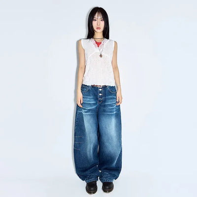 Button-fly Balloon Jeans