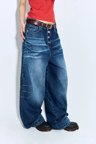 Button-fly Balloon Jeans