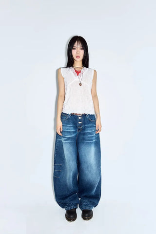 Button-fly Balloon Jeans